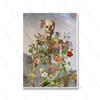 Gift Flowers Skull Print Poster Anatomical Medical Art Illustration Body Abstract Skeleton Canvas Painting Doctor Office Decor