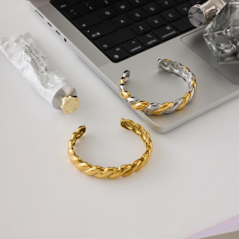 Adjustable Open End Twist Design Bracelet Allergy Proof Sturdy Steel Fashion Twist Bangle Jewelry Gift For Her