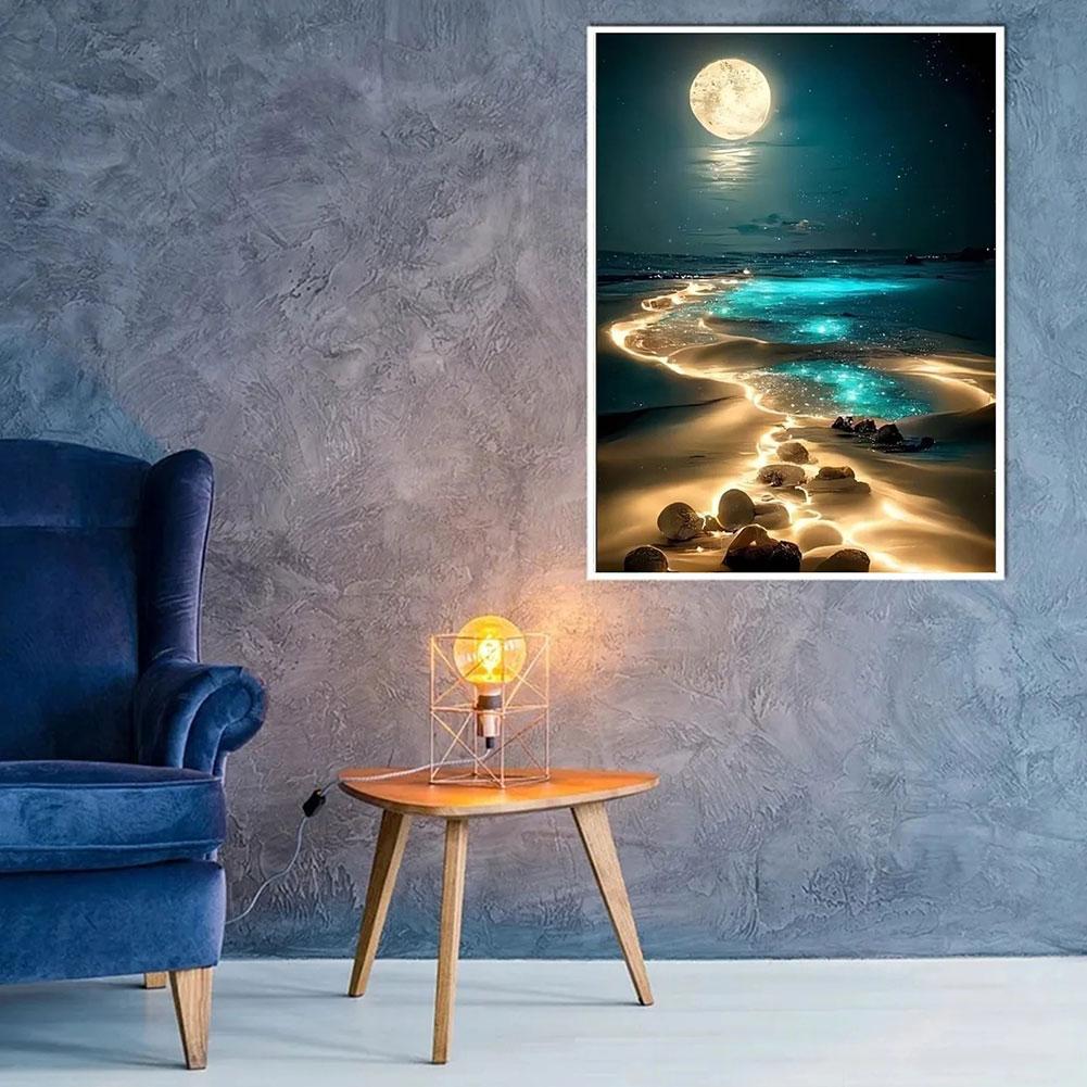 Diamond Art Canvas And Matching Diamond Art Stickers Diy Diamond Art Painting Mosaic Moon Home Decor Wall Art Square Round Drill