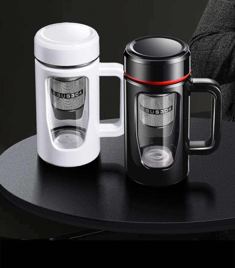 Doppelwandige Hitzebeständige Glas-Teetasse mit Henkel