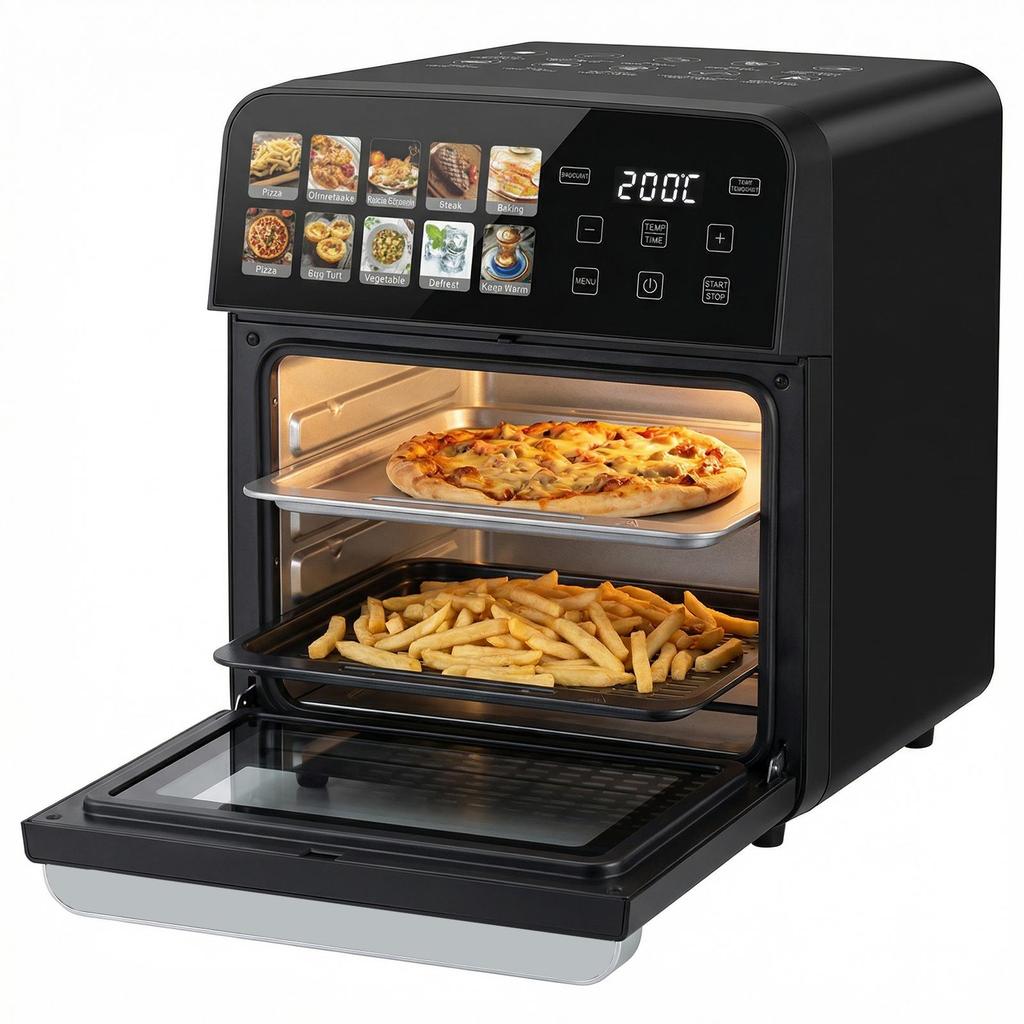 Air Fryer 10L, Large Capacity Oil-Free Air Fryer Oven, 1800W Digital Touchscreen, 8 Preset Cooking Functions, Viewing Window & Interior Light