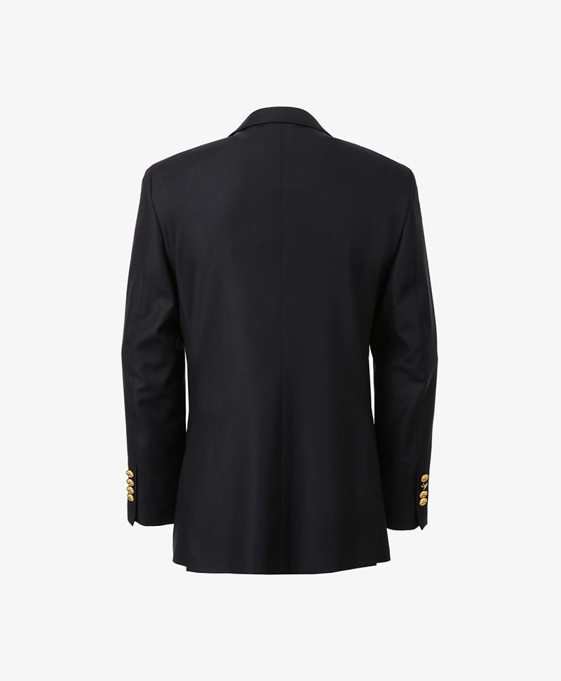 Brooks Brothers Classic Fit Single 2-Button Gold Button Blazer (Navy) (Bbjbmf8845Q)