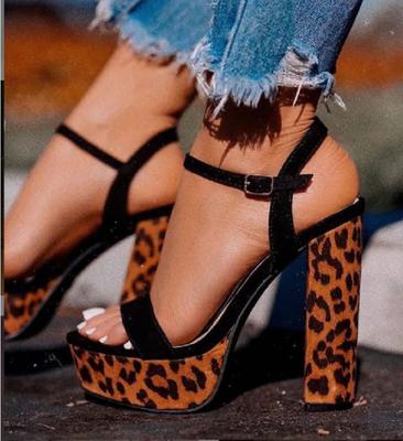 Neu INS Heißer Damen Mode Hohe Plattform Abend Schuhe Frau Party Leopard Sandalen Frauen Hohe Chunky Ferse Zapatos Mujer