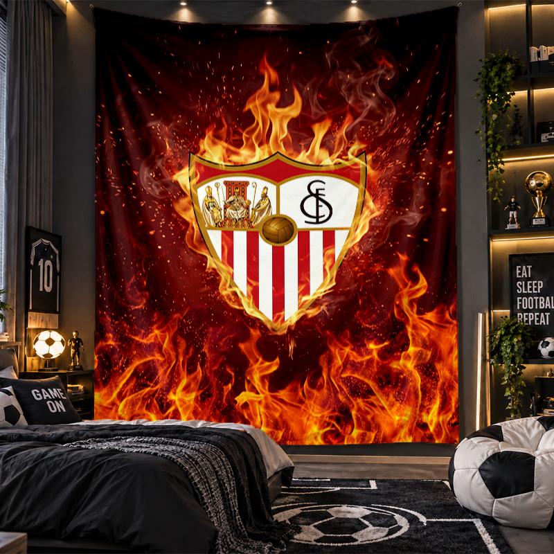 Wall Hanging Tapestry Sevilla FC Print Cloth for Living Room Bedroom Home Decor