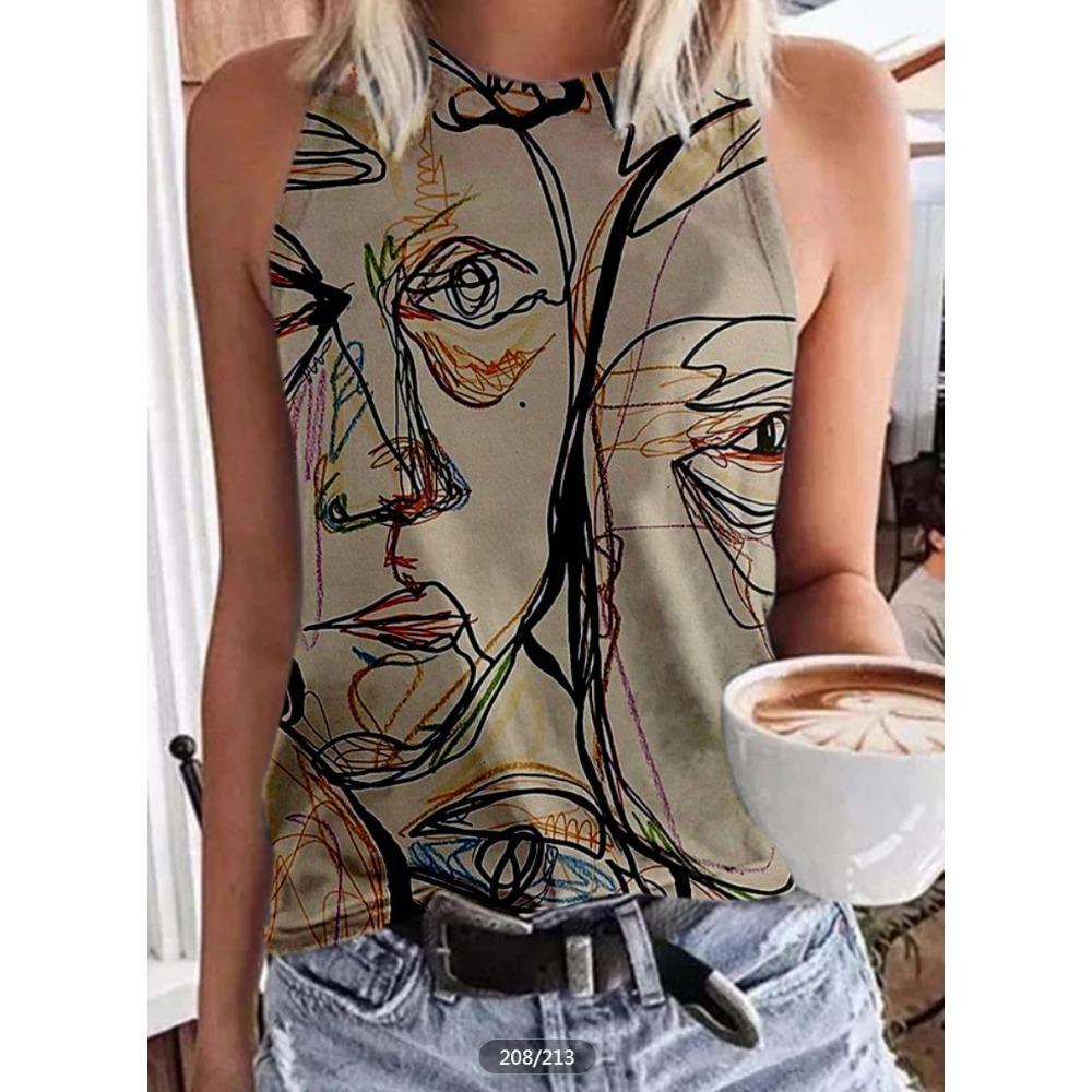 Butterfly Print Tank Tops Women's Fashion Sleeveless Vest Sexy Casual Vintage Tank Tops Casual Crew Neck Top Womens Clothing New