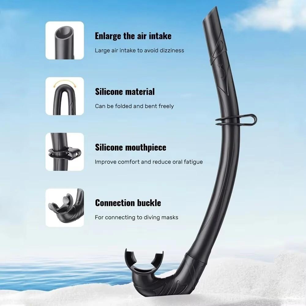 Portable Swimming Snorkel Anti-Drop Snorkeling Snorkel Soft Diving Snorkel Freediving
