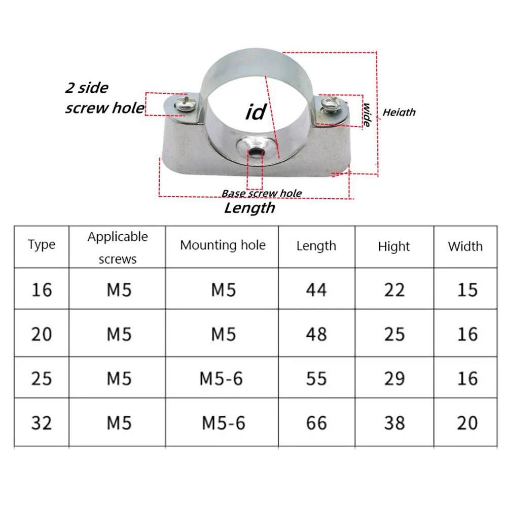 16-32mm Dia Round Pipe Clamp Saddle Card Fixed Clip with Screw 304 Stainless Steel Off-Wall Code Round Pipe Bracket Fastener