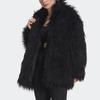 adidas Originals Dreistreifen Pelzjacke Damenjacke Schwarz HG6678