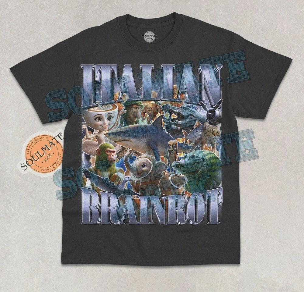Italian Brainrot T-Shirt Funny Meme Tung Tung Sahur Tralalero Graphic Shirt 2XL