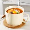 2025 Anti-Scald Ceramic Noodle Bowl with Lid and Handle - Large, Heat-Preserving for Home Use