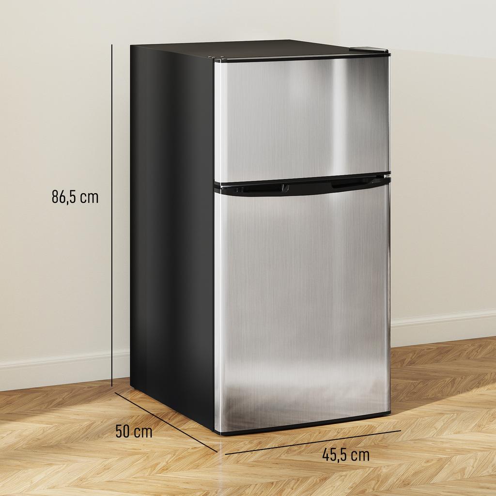Refrigerator freezer 88 L, small combined refrigerator with reversible doors and lighting, 45.5x50x86.5cm, black