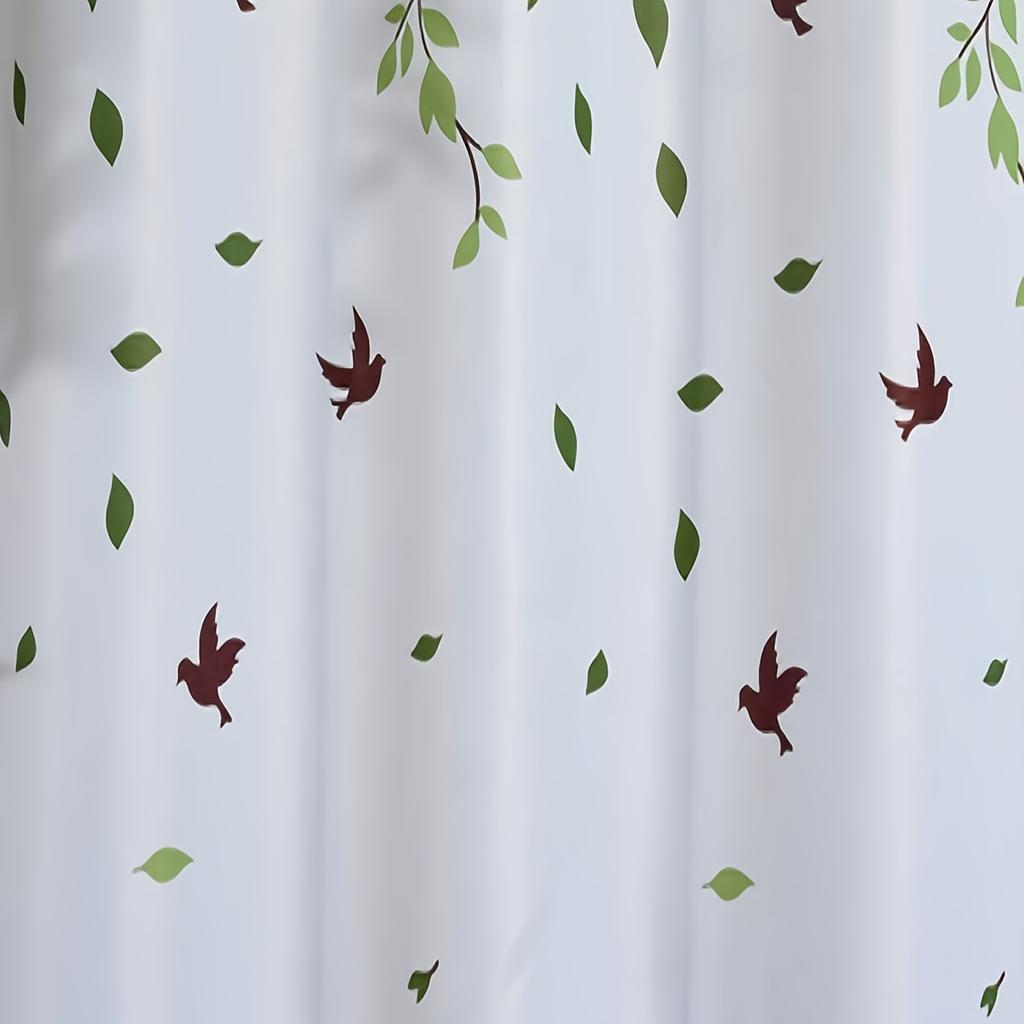 New Willow Leaf Bird Curtain Living Room Bedroom Decorative Rod Study Single Panel Made Of Polyester With Punched Washable Sitting Ready