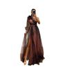 Kadın Tek Omuz Çiçekli Abiye, Şeffaf Uzun Kollu, Yüksek Yırtmaçlı Zarif Resmi Elbise