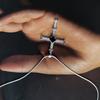Серебряный крестик с сапфиром nano 1.095ct, фианитами (2206576)
