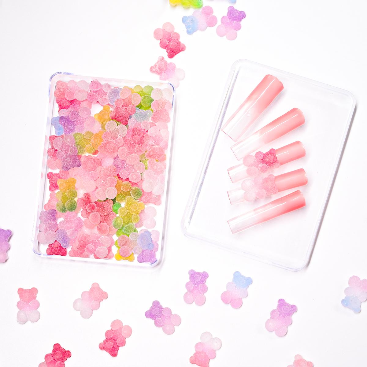 

50 шт./кор., конфетный мишка, мягкий сахарный эффект, желейные украшения, 3D набор деталей для ногтей с медведем для дизайна ногтей, подвески «сделай сам», кавайный аксессуар