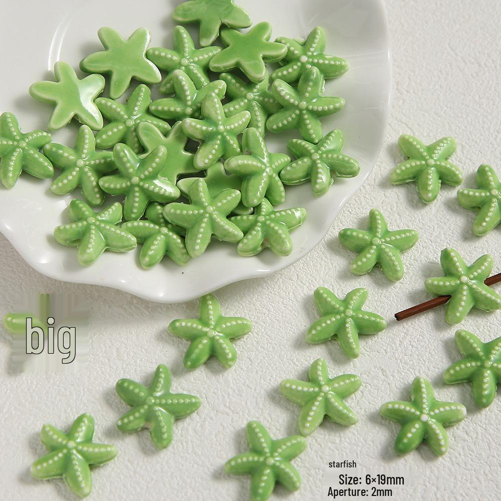 Handmade Cute Flower & Heart Green Ceramic Beads for DIY Jewelry