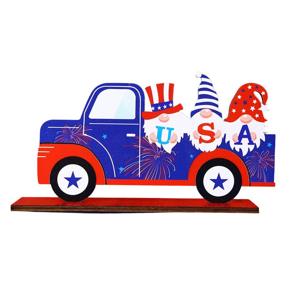 Independence Day Wooden Desktop Decoration Dwarfs Day United States Day Star Flag Creative Decoration