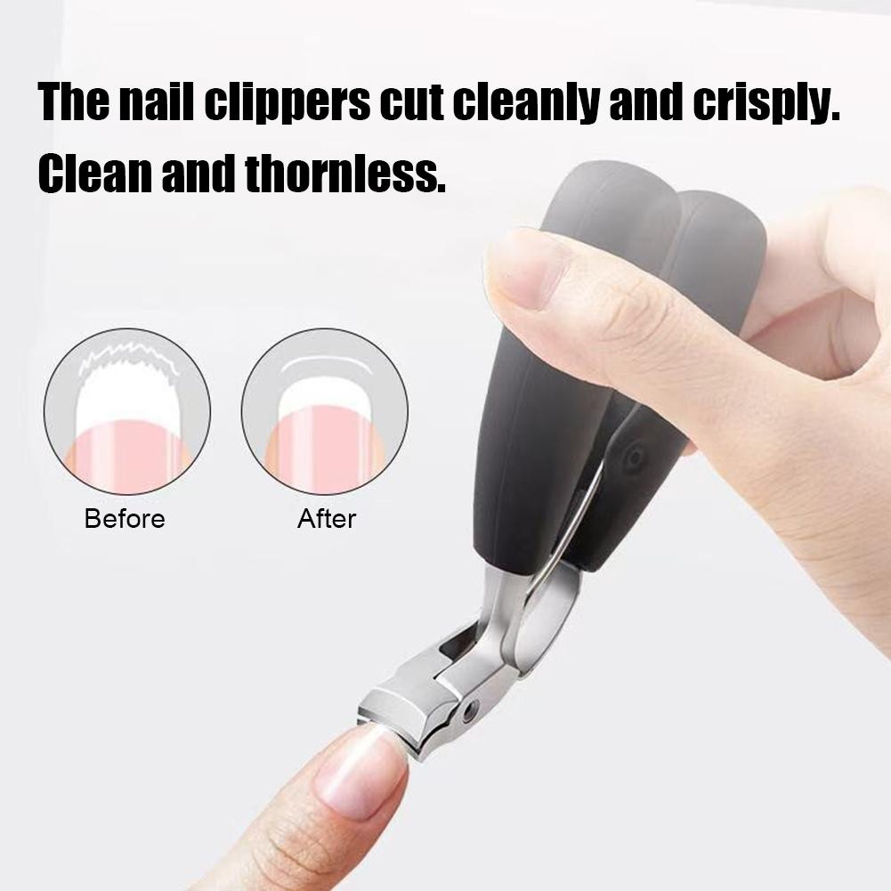 Stainless Steel Curved Rubber Nail Clippers, Large Opening Design, Anti Splash And Anti Slip Handle Nail Clipper Set