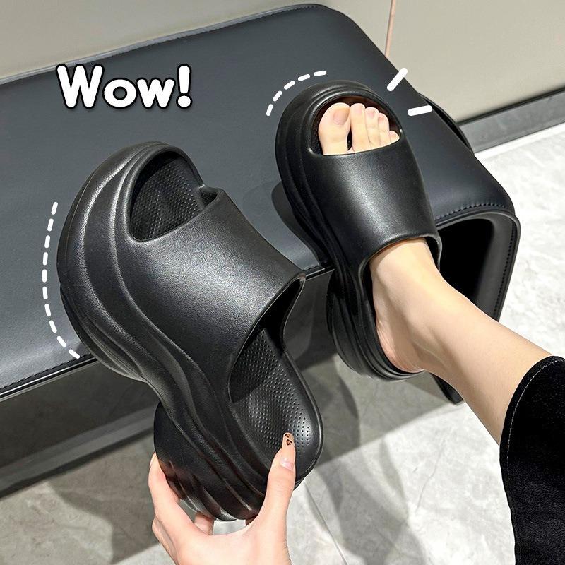 High-heeled eva slippers new summer outer wear thick bottom heightening one-word drag non-slip wear-resistant breathable cool slippers