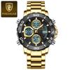 Poedagar E102 Analog Digital Quartz Men Watch Steel Band LED Dual Time Sport Watch Luminous Waterproof Chronograph Style