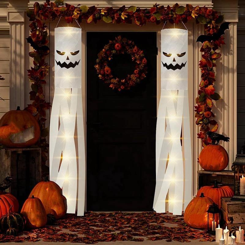 Halloween Windschlauch Flagge Outdoor Geisterfest Geisterflagge Horror Festival Flagge Windsack Outdoor Hof Flaggen Partyzubehör, Spo