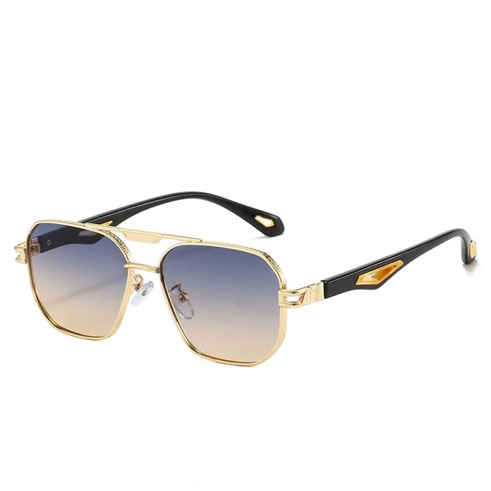 Retro Double Bar Sunnies Square Frame Anti-UV Glasses Unisex Polarized Sunglasses  Catwalk