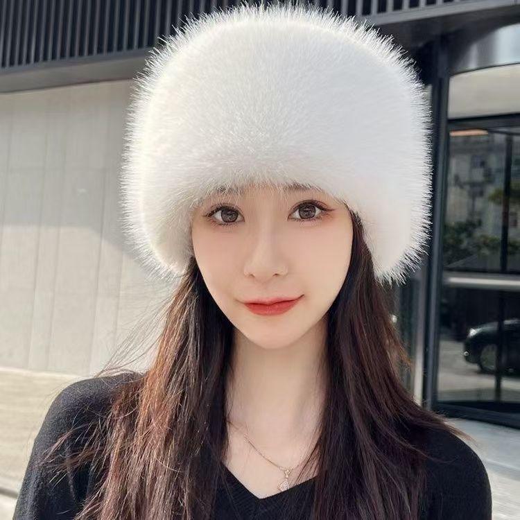 1PC Ear Protection Thick Warm Winter Women's Fashion Fluffy Plush Hat Snow Ski Cap Imitation Fur KTY