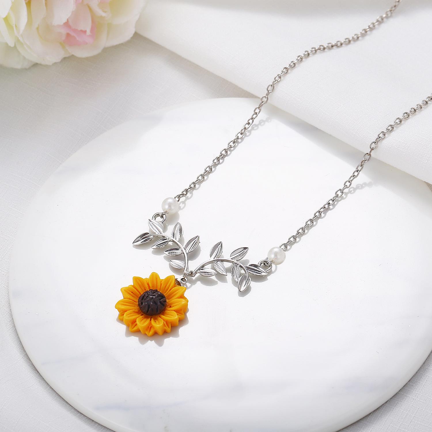 

Модные ожерелья-цепочки с жемчугом подсолнечника для женщин, очаровательные ювелирные аксессуары, подарки серебряный