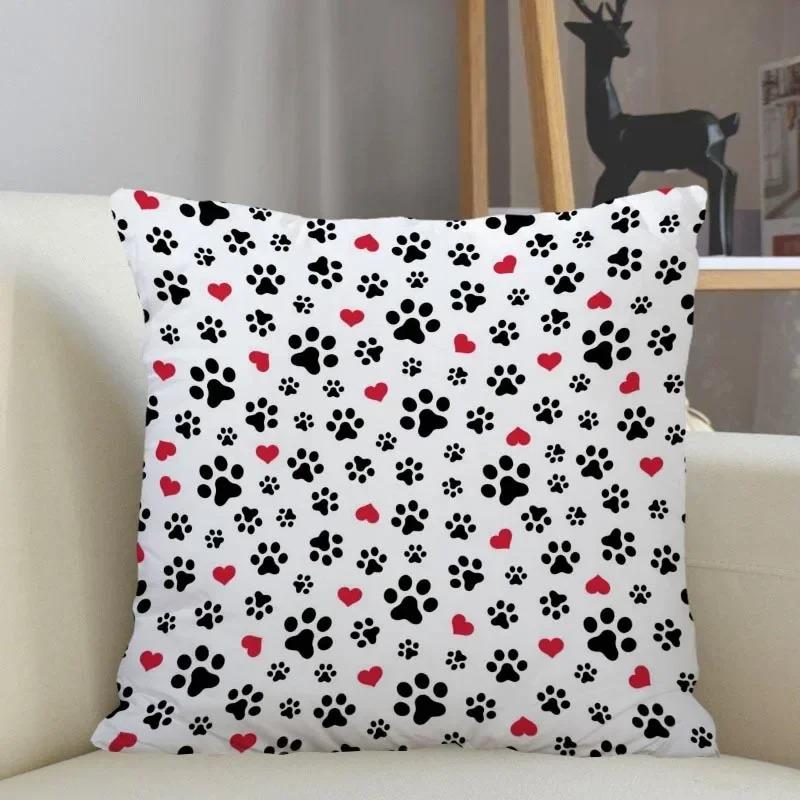 Cute Cat Paw Print Pattern Decorative Pillowcase Car Sofa Square Cushion Pillowcase