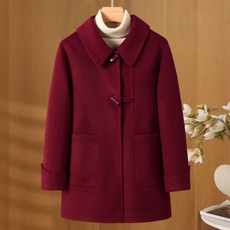 Middle Age Women's Wool Coats and Mixtures Plus Size Autumn Outerwears Elegant Loose Lady Jackets