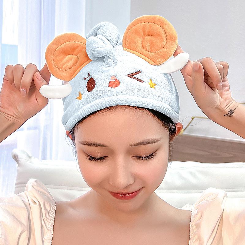 Cartoon Coral Velvet Star Hair Drying Cap Triangular Shower Cap Absorbent Hair Drying Towel