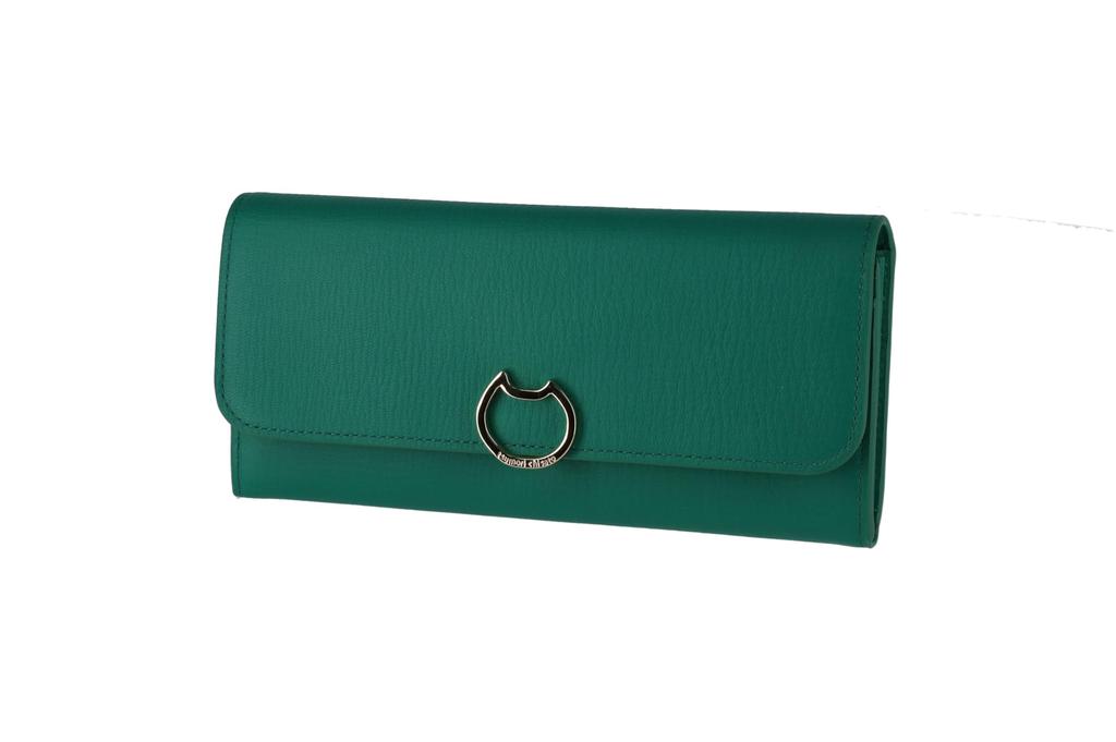 Tsumori Chisato Nekookoshi Long Wallet, Green, with Cover, and Purse