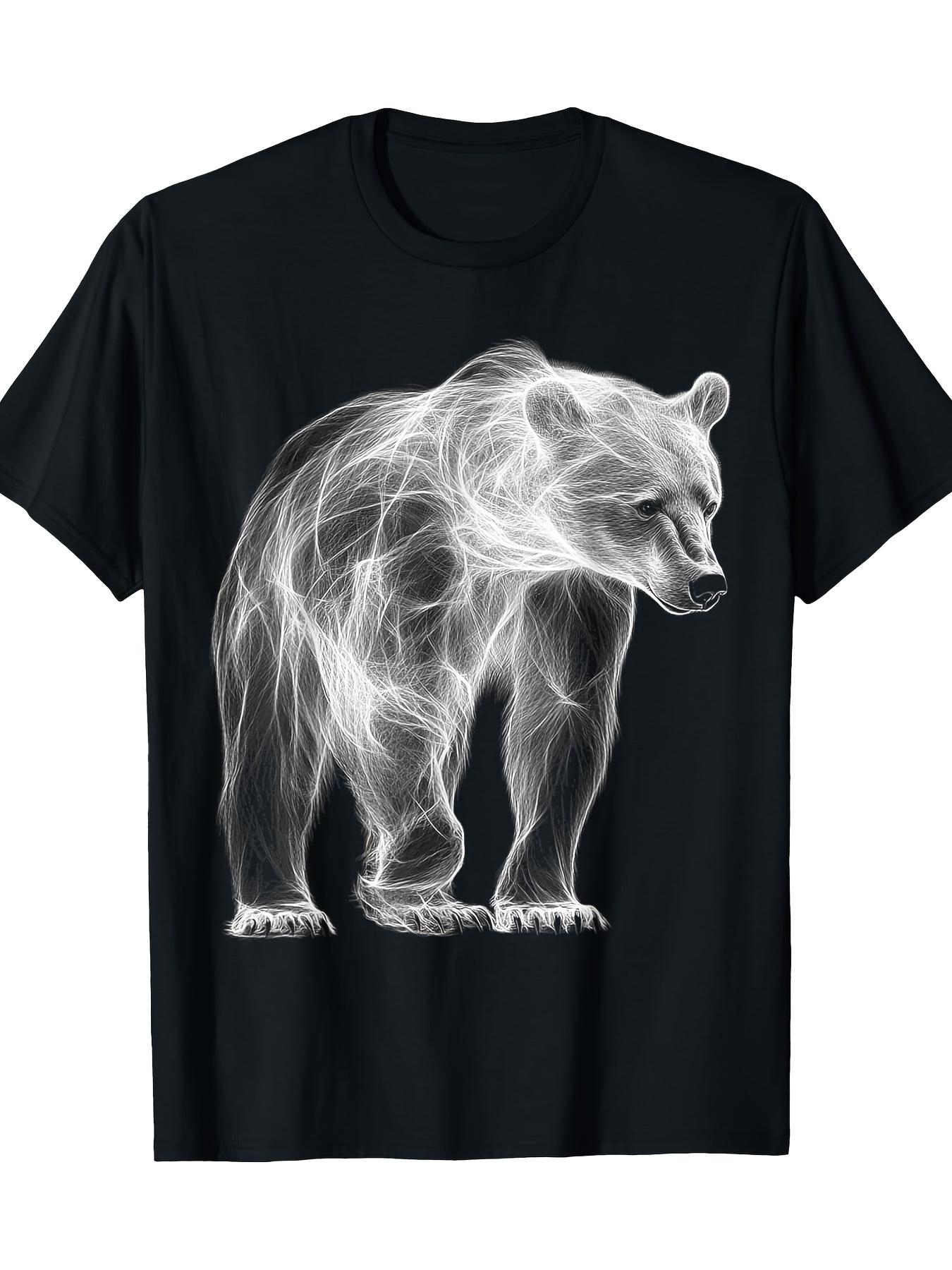 Медведь Животное Графическая Иллюстрация Медведь Футболка 100% Хлопок Круглый Вырез Короткий Рукав Летняя Повседневная Мужская Футболка Уличный Стиль S