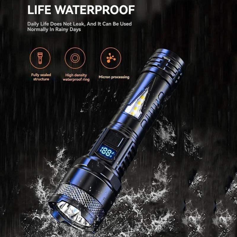 Super Bright Long Range LED Flashlight Tactical Light USB Rechargeable Light Telescopic Zoom Torch Camping Lantern Outdoor