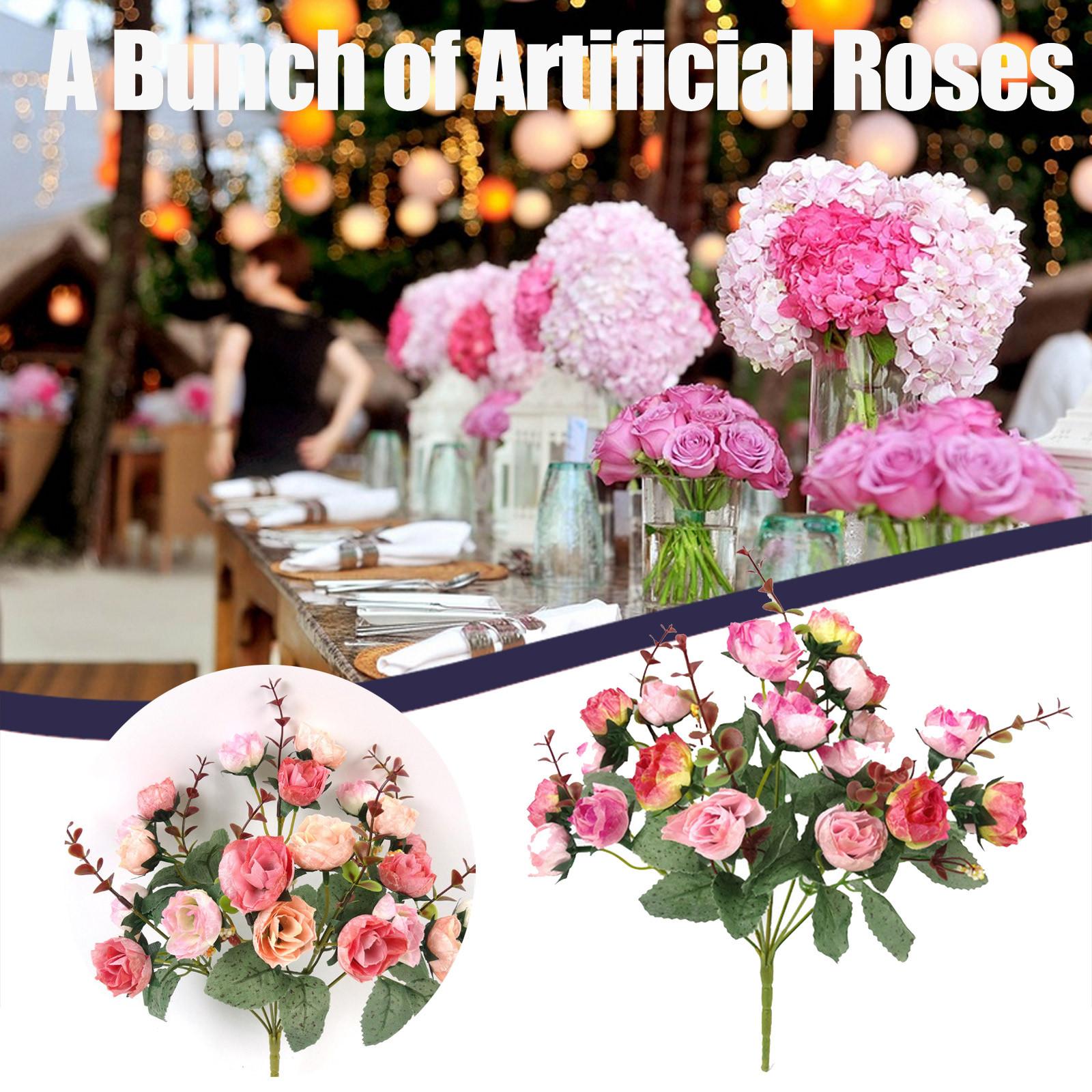 

Artificial Rose Bouquet Consisting 7 branches 21 Roses Silk Decorative Bouquet