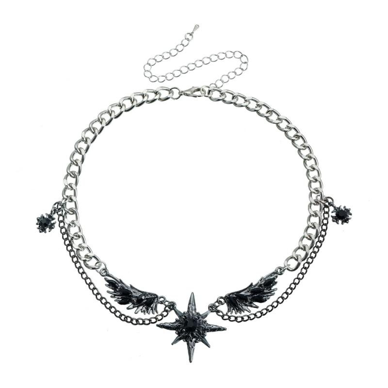 

Glimmering Star Wing Pendant Necklace Lightweight Alloy Jewelry Piece For Women Stylish Gift For Special Occasion