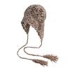 New handmade hollow knitted wool hat women's spring and autumn thin breathable face small ethnic style fringed pullover hat