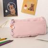 Simple Solid Color Pen Bag Double Layers Large Capacity Stationery Bag Handheld Design Pen Pouch School Office