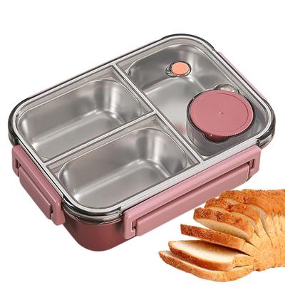 Edelstahl Lunchbox Kinder 3 Fächer Lunchbehälter Erwachsene Lunchbox Tragbare Lunchbehälter Großvolumige Lunchbox