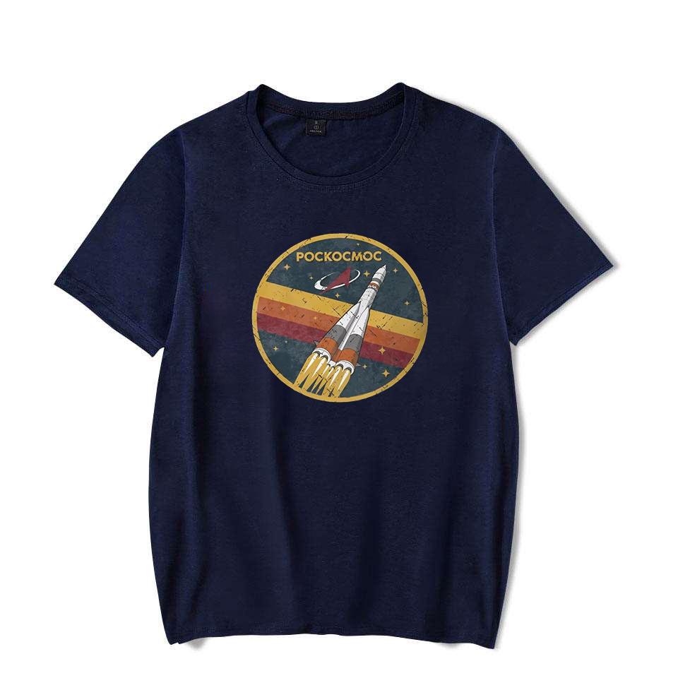 Retro Fire Arrow Pattern Unisex Women Tshirt Vintage Soviet Space Program Rocket Print Unisex Shirt Short Sleeved Couple Tees Tops