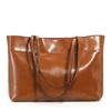 Genuine Leather Large Capacity Women's Tote - Fashion Oil Wax Cowhide Handbag & Shoulder Bag