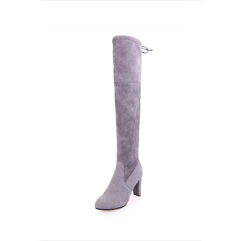 2025 Autumn-Winter New Women s Over-The-Knee Long Boots - Round Toe Chunky Heel High Shaft Boots 39 серый 2980₽