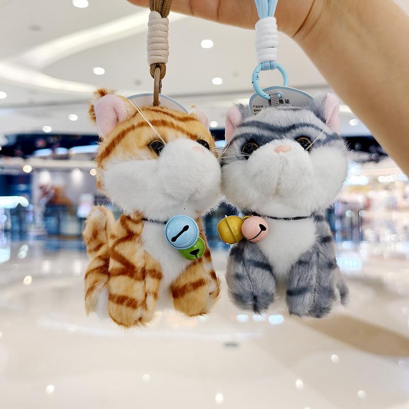 Cute Plush Kitten Keychain Bag Charm Adorable Cartoon Cat Doll Pendant Accessory