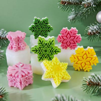 Christmas Snowflake Candle Mold Handmade Aroma Candle Epoxy Resin Silicone Molds DIY Chocolate Cookies Baking Tool