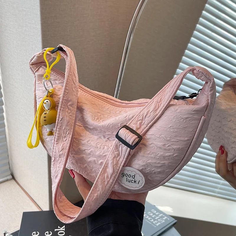 Cute Women Shoulder Bags Versatile Canvas Bag Crossbody Bags for Women Fashionable Dumpling Bag Purse and Handbags