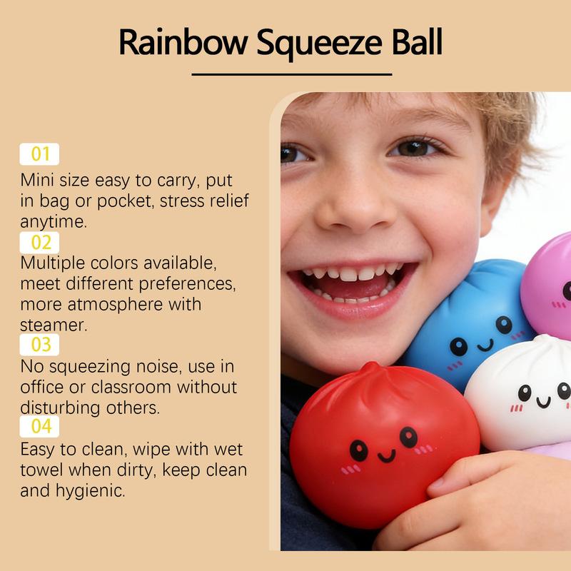 Cute Steamed Bun Squishy Dolls Portable Multi Color Stress Relief Anti-Anxiety Squeeze Toys Office Desktop Decoration Toys Gifts