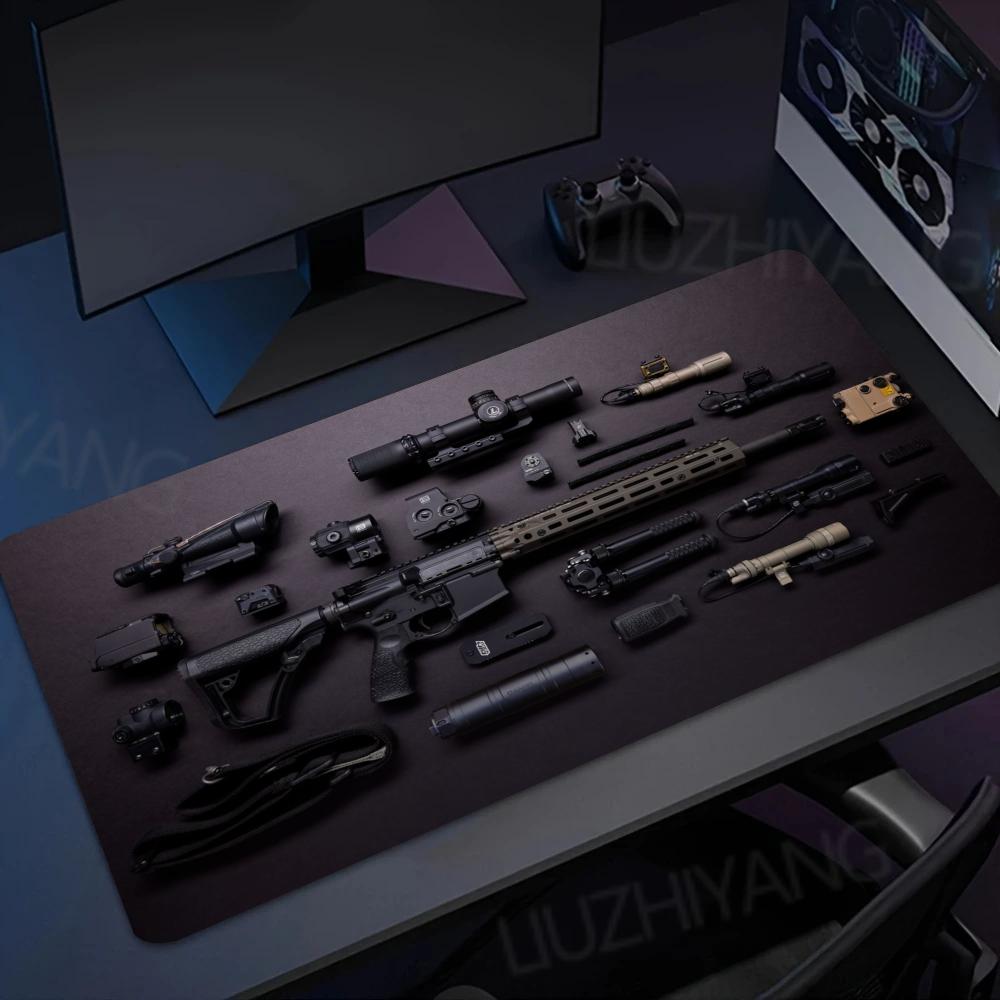 Cool Gun parts assembly Mouse Pad Office Large Desk Mat Computer Laptop Keyboard Pads Gaming Mousepad Non-Slip Cushion 900X400