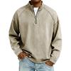 Herren Vintage Stehkragen Reißverschluss Pullover Langarm Lässiges Oberteil