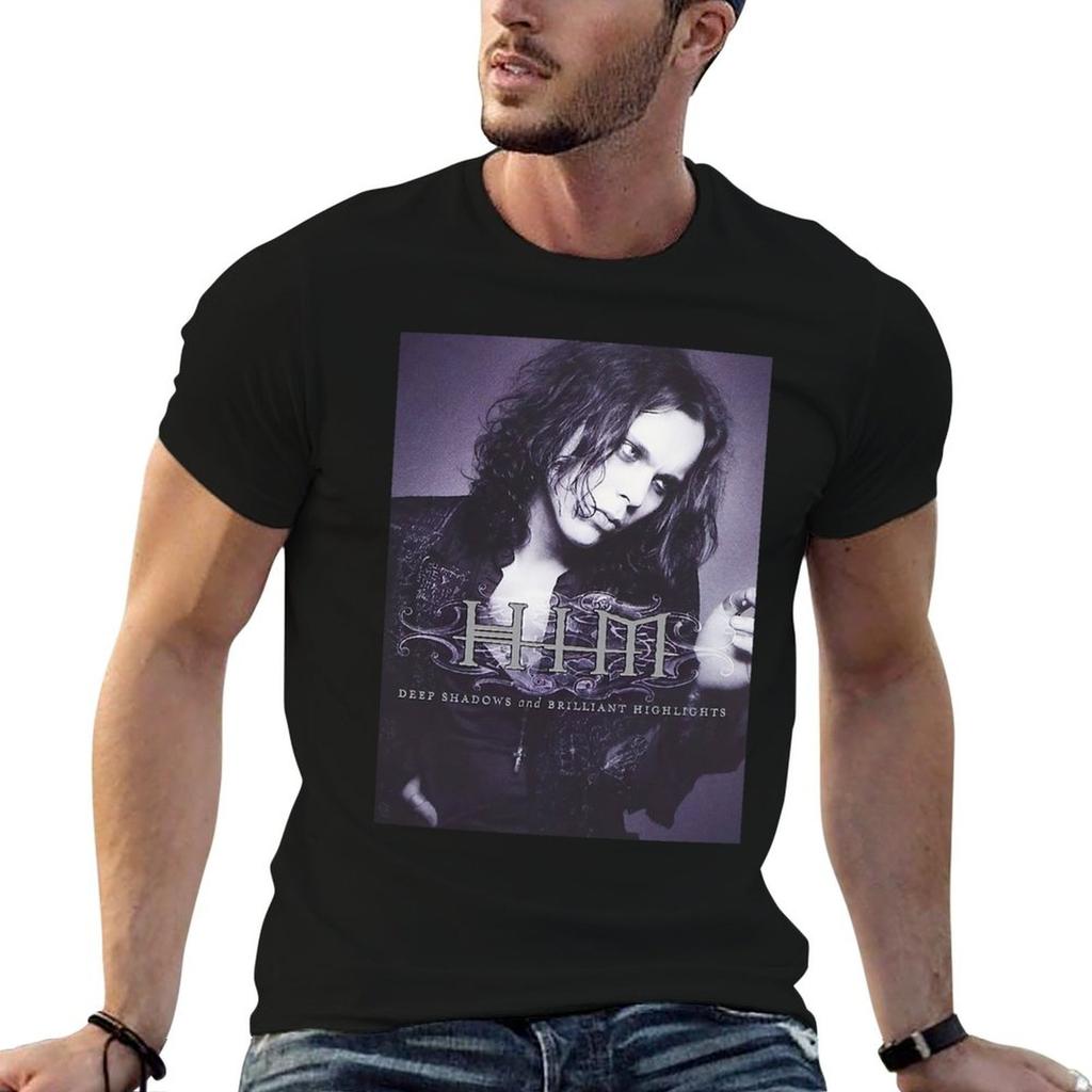 Hem band diepe schaduwen en schitterende highlights bedekken Heartagram Ville Valo T-shirt t-shirts wit