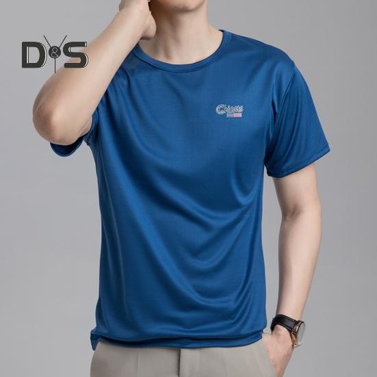 Summer Men T-shirt Mesh Thin Quick-drying Round Neck Short Sleeves O Neck Pure Color Stretchy Sport Daily Wear Top